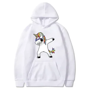 pull licorne adulte unisexe blanc