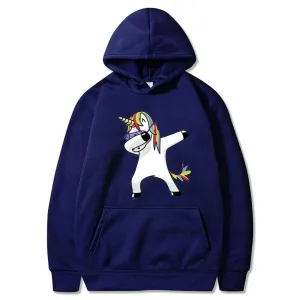 pull licorne adulte bleu foncé