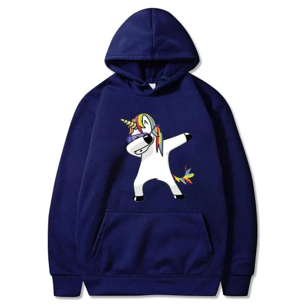 pull licorne adulte bleu foncé