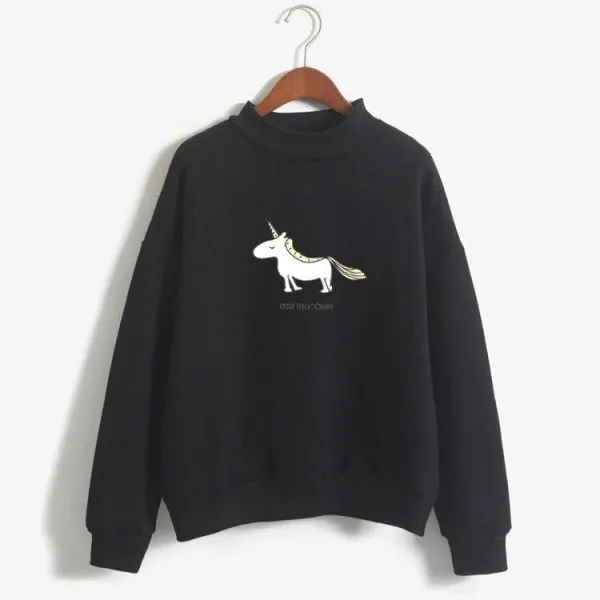 pull licorne femme noir devant