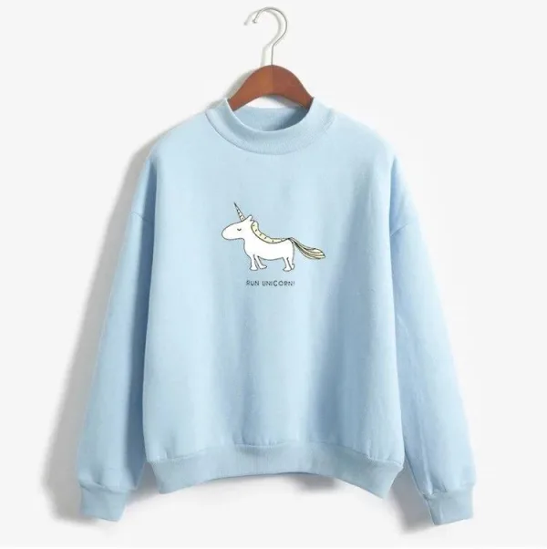 pull licorne femme bleu