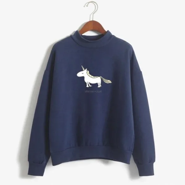 pull licorne femme bleu foncé