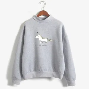 pull licorne femme gris