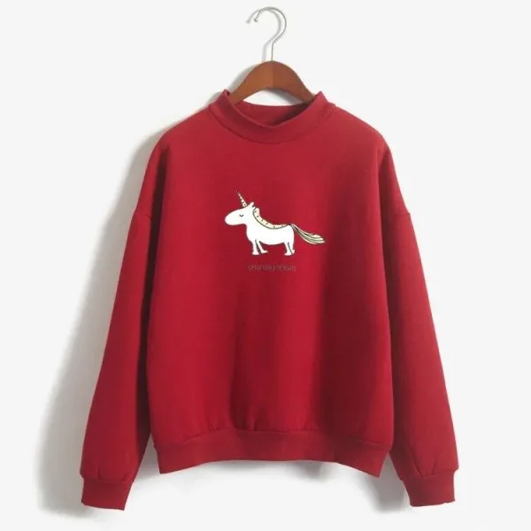 pull licorne femme rouge