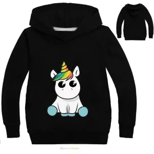 Pull Licorne Capuche Noir