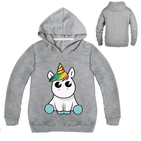 pull licorne avec capuche gris