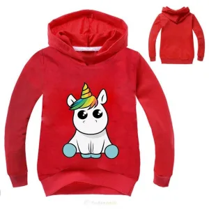 Pull Licorne Capuche Rouge