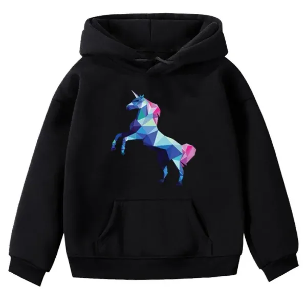 Pull Licorne Noir Fille