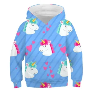 Sweat Licorne Enfant Bleu